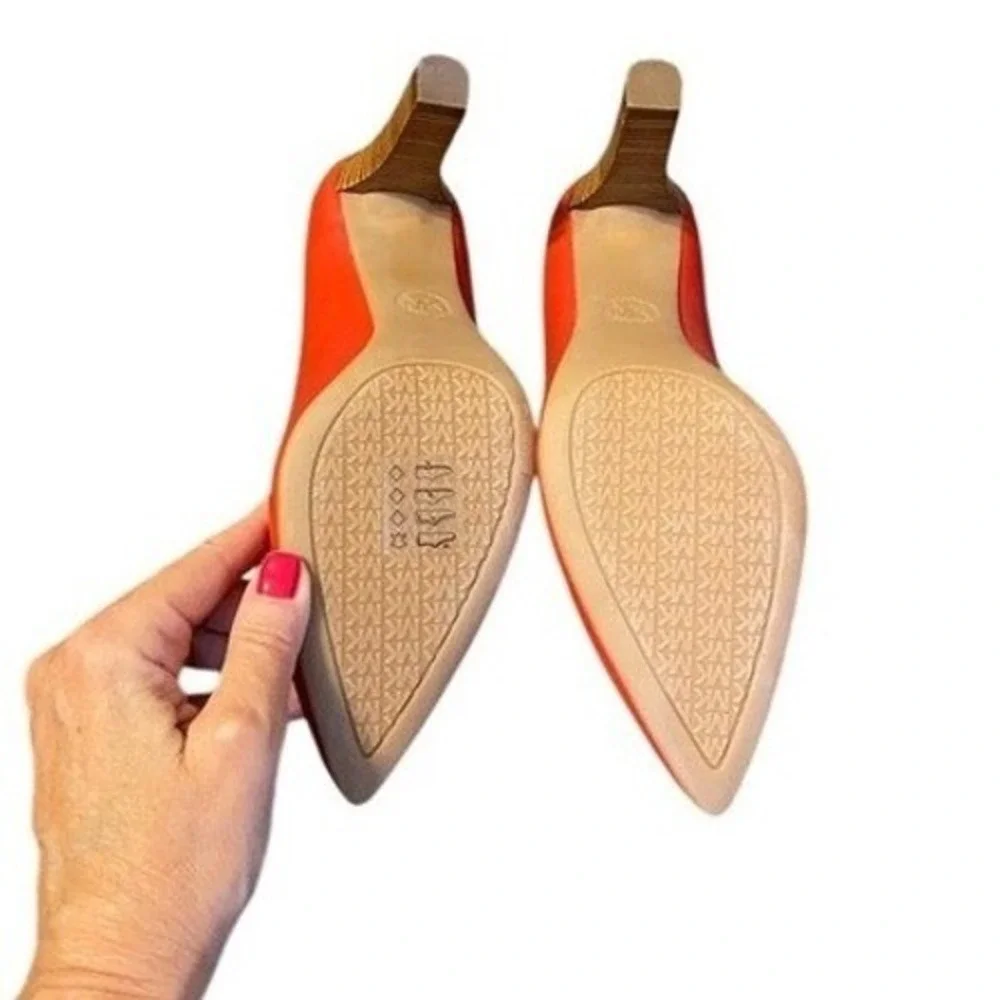 MICHAEL‎ KORS Red Leather Pointed Toe Stiletto Heel Pumps Women Shoes Size 7